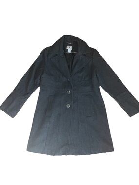 Worthington Black Tailored Three-Button Trench Coat
